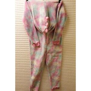 Bmagical Girls Size 7/8 Dinosaur Bodysuit Pajamas Tie Dye Sparkle Fleece Sleeper